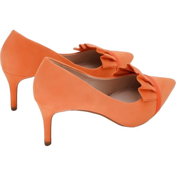 Journee Collection Marek Orange Pointed Toe Ruffle Vamp Pumps Women's US 7M - Picture 3 of 6